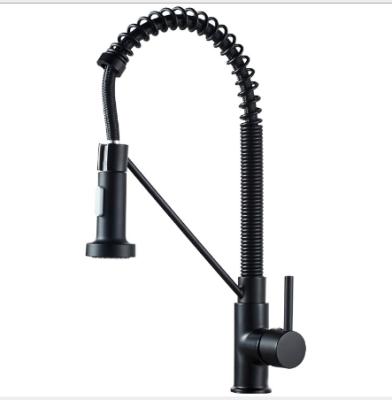 China Hot Amazon Brass Low Lead Black Single Handle Dual-Function Thermostatic Faucets Pull Down Sprayer Spring Kitchen Faucet for sale