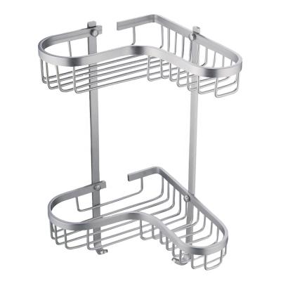 China Durable/Fashion/Bathroom Aluminum Alloy Metal Shower Caddy Two Tier Corner Shelf Basket Economical Modern Storage Rack for sale