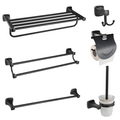 China Durable/Fashion/Economic Black Oil Rubber Bronze Metal 6 Pieces Towel Rack Hardware Zinc Stainless Steel Bathroom Accessories Bath Set Accessory for sale