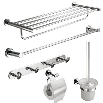 China Durable/Fashion/KEDAH Economic Wall Mounted 5 Pieces Brush Holder Toilet Paper Hook Robe Hook Towel Bar Set Accessories Hardware Bathroom for sale