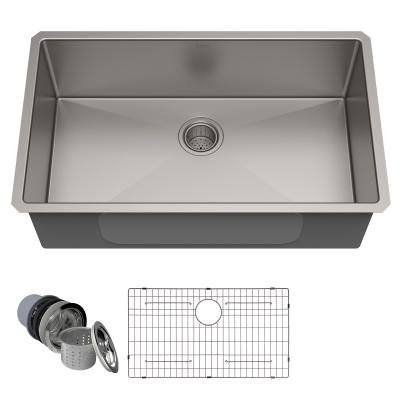 China Without Faucet 16 Gauge 27 Inch Dent-Resistant Stainless Steel Spokes 304 0 Welded Single Bowl Tapered Hand Fabricated Undermount Kitchen Sink for sale