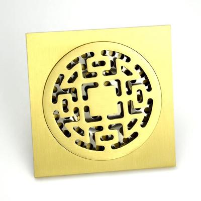 China Anti Smell Solid Brass Mount Anti Smell Polished Bathroom Floor Drain 10x10cm 4 Inch Square Floor Drain for sale