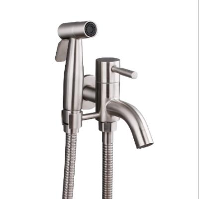 China High Pressure 304 Stainless Steel Toilet Bidet Sprayer Personal Clean Portable Holder Multifunctional Bidet Tip Shattaf Bibcock for sale