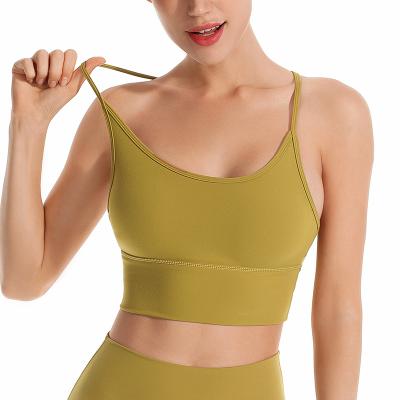 China Breathable yoga clothes with hollow back sports bra and beautiful back gather women's running underwear for sale