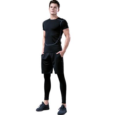 China Pants Wholesale Custom Made Men's Compression Tights Workout Fitness Clothing Gym Clothes Sport Suits Set For Men for sale