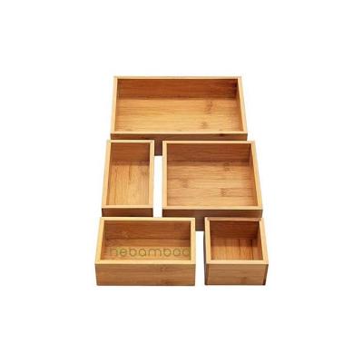 China Sustainable Home Office Sustainable Office 5 Piece Bamboo Storage Tray Drawer Organizer for sale