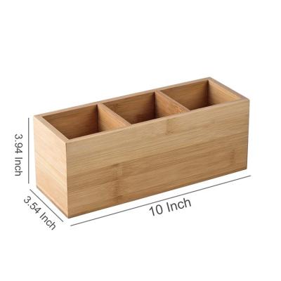 China Universal Bamboo Pen Holder Box Wooden Desk Home Office Pen Storage Organization Desk Organizer for sale