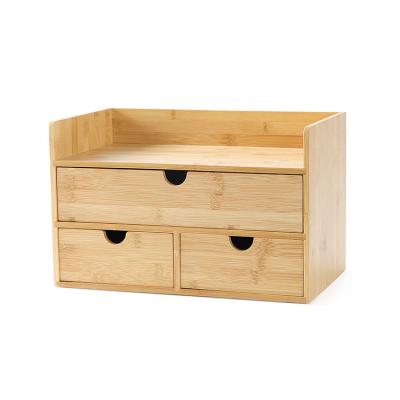 China Modern Mini Bamboo Desk Drawer Tabletop Storage Box Organizer for Office for sale