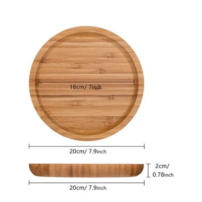 China CLASSIC Garden Supplies Round Plant Natural Bamboo Wooden Saucer for sale