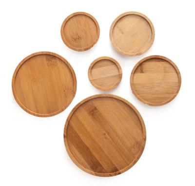 China Eco CLASSIC Natural Bamboo Garden Tools Round Drain Away Plant Tray for sale