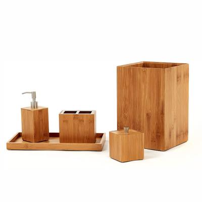 China Sustainable Eco Wood Household Products Bamboo Bathroom Accessories for sale