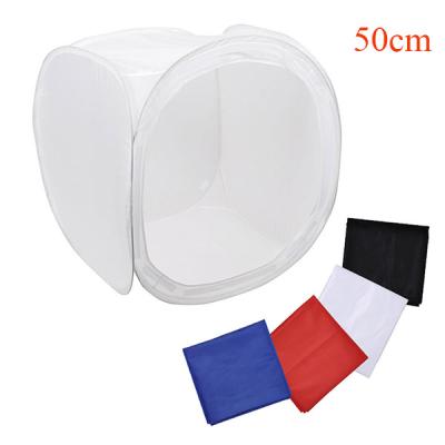 China Round Light Cube Tent 50 x 50cm Foldable Studio Cube Photo Softbox Shooting Light Soft Tent with 4 Backdrops + Carry Bag for sale