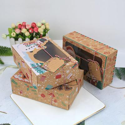 China 12Pcs Recyclable Christmas Candy Cookie Bakery Gift Box Cupcake/Bread Boxes PVC Window Cookie Gingerbread Box for sale