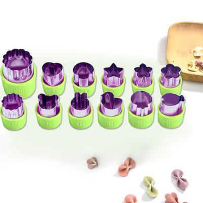 China 12 Pcs Viable Vegetable Fruit Cutter Shapes Set with Scoop and Melon Baller Cleaning Brush, Mini Pie Cookie Stamps Mold for Kids Crafts for sale