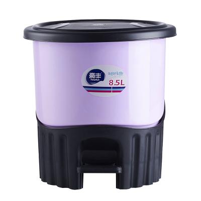 China Suitable Price Round Trash Can Kitchen Covered Bucket Bathroom Home Office Trash Can HF-206 for sale