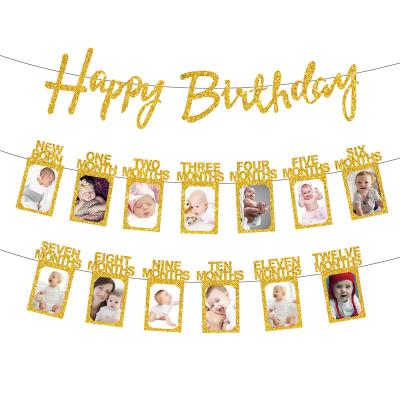 China High-quality Birthday Photo Banner Birthday Party Decorations Birthday Photo Banner baby 12 Month Photo Banner for sale