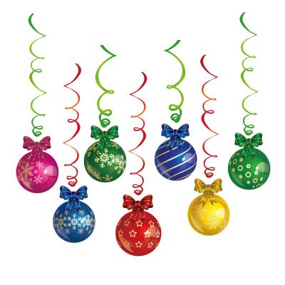 China Popular Amazon Decoration supplies Christmas Tree pendant Party spiral pendant Colorful Christmas ball pendant photo props for sale