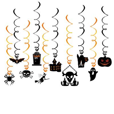 China Popular Halloween party horror themed PVC spiral hanging with Crow spider interior decor set for sale