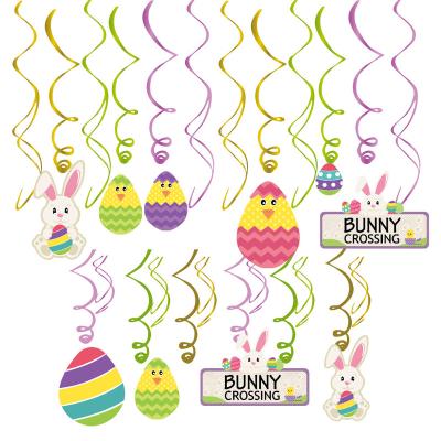 China Cute Easter party spiral hanging decorations alphabet Bunny chicks pull flag alphabet banner party decorations for sale