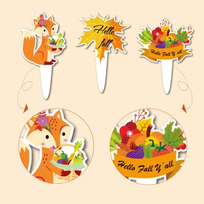 China Popular Cake decoration Cardstock card Pumpkin Thanksgiving Baking holiday party dress up plug-in for sale