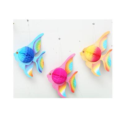 China Easy Assembly Honeycomb tropical fish Amazon hot party decor restaurant hanging Hawaiian paper animal beehive pendants for sale