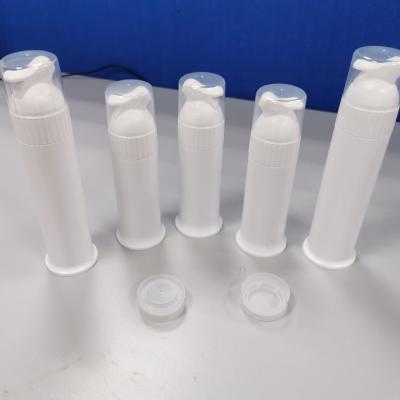 China 100ml Empty Plastic Pump Dispensers Cosmetic Airless Bottles With Decoration Customized for sale