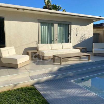 China Modern Patio Furniture 3 Piece Set Small Chaise Garden Luxury Furniture Modular Sofa Teak Outdoor Sofa Havana for sale