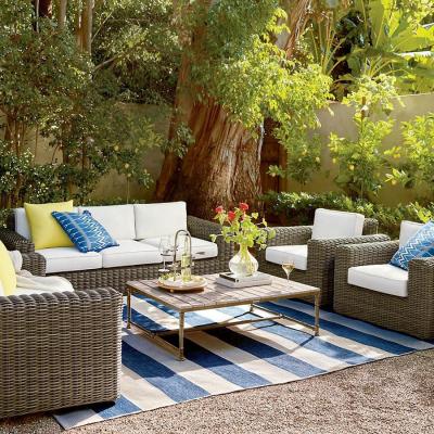 China Modern Luxury Round Rattan Sofa Set Courtyard Furniture Outdoor Rattan Patio Sofa Set for sale