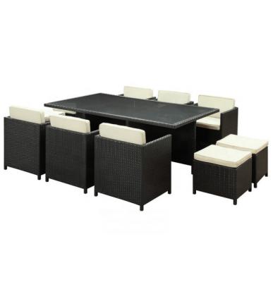 China Modern Best Selling 6 Seaters Outdoor Rattan Cube Dining Table Set for sale