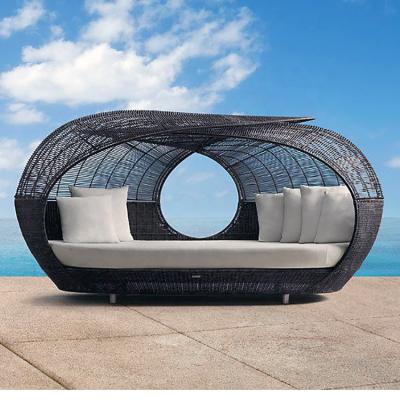 China Modern romantic style furniture resin wicker outdoor soft recliner living room sofa with bed for sale