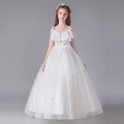 China Washable Junior Bridesmaid Dresses Kids Girl Dress Flower Formal Appliques Long Maxi Dresses Birthday Party White Girl Costume for sale