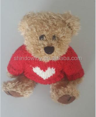 China Advertising Hot Selling Red Teddy Bear T-Shirt Bear Plush Bear Knitted Shirt With Heart for sale