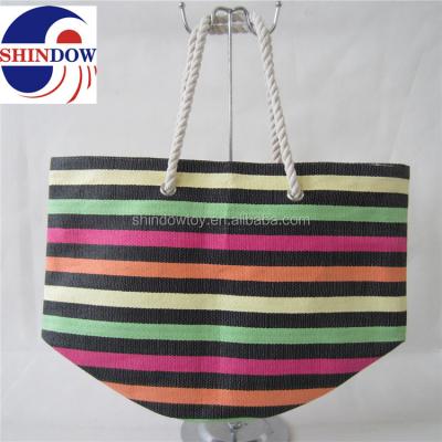 China arming & Disarming Fashion Colorful Custom Design Tote Straw Bag With Stripe Pattern for sale