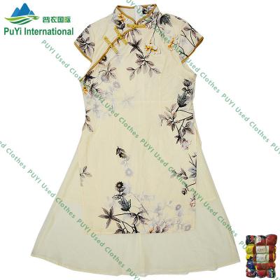 China Qipao Silk Chinese Dress Satin Silk Cheongsam Used Cheapest Clothing Price Second Hand Clothes In Ball for sale