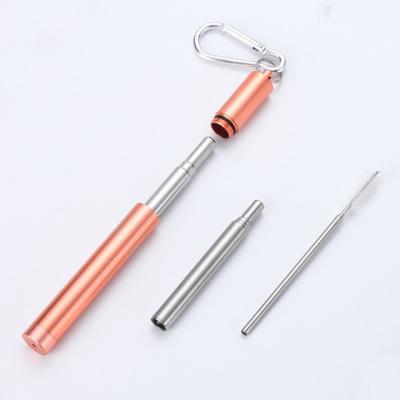 China Reusable Collapsible Collapsible Metal Stocked Drinking Stainless Steel Straw Sets With Aluminum Case for sale