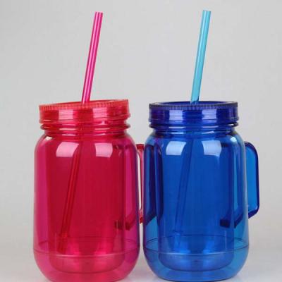 China Viable Customize Double Wall Mini Glass Plastic Mason Jar for sale