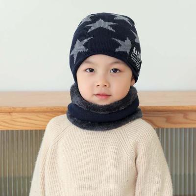 China 2Pcs COMMON Thick Winter Kids Beanie Hat Knitted Winter Warm Beanie Hat And Scarf Set For Boys Girls for sale