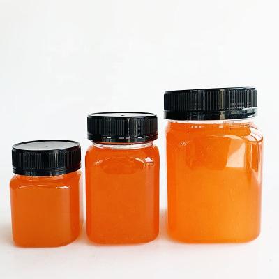 China Square Empty Honey Jar 250g 500g 1000g (200ml, 360ml 720ml) Wholesale Clear Plastic Jar PET Food Drinkware for sale