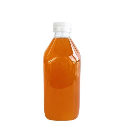 China Transparent Beverage 900ml Square Beverage Bottle , PET Juice Milk Tea Plastic Bottle With Cap for sale