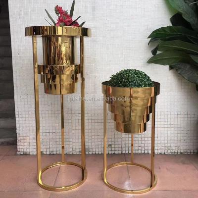 China Modern Home Decorative Tall Flower Stand Metal Gold Stainless Steel for sale