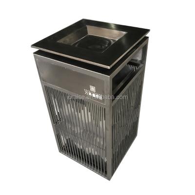 China Large Metal Stainless Steel Sustainable Commercial Street Trash Can for sale