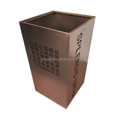 China Sustainable Commercial Antique 304 Stainless Steel Metal Trash Containers Trash Can for sale