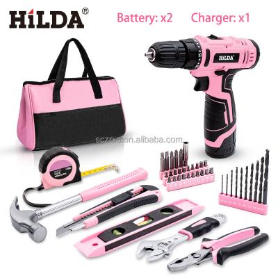 China 42pcs Household Tool Kit With 12V Cordless Drill Tool Kit For Home Tool Kit Set All In One for sale