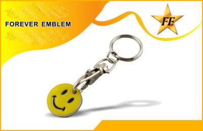 China Smile Face Shopping Trolley Coin Customized Logo With Key Holder for sale