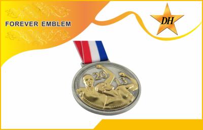 China Two Tone Plated Marathon Metal Medals With Custom Ribbon for sale