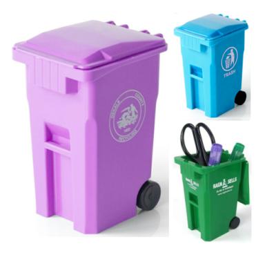 China Sustainable Plastic Mini Trash Can Pen Holder In Office Desk Mini Trash Can for sale