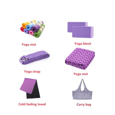 China Sports Yoga Mat Set with Blocks and Strap with Yoga Mat Towel and Collong Towel for sale