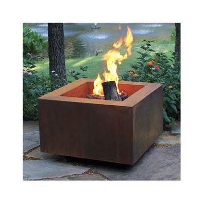 China Factory Stocked Customize Outdoor Square 500*600mm Corten Steel Fire Pit For Sale for sale