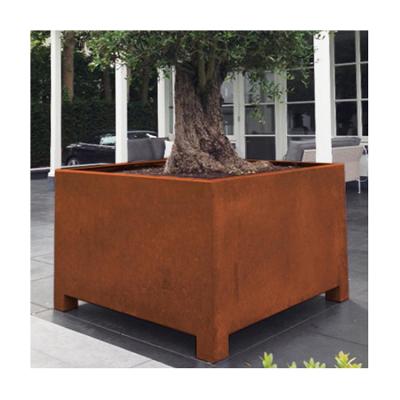 China Modern Plant Customize Garden Planting Box Decoration Corten Flower Pots And Steel Flower Pot for sale