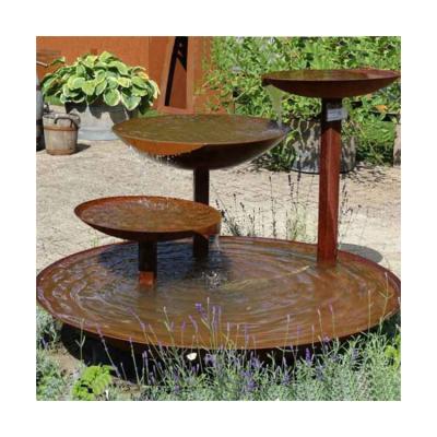 China Minimalist Factory Customize Outdoor Round Water Features Fountain Corten Steel Garden Fountain Waterfalls for sale